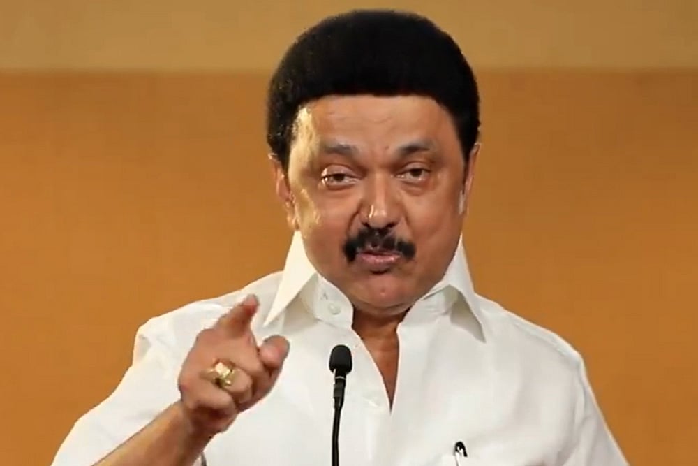 | Photo: PTI : Addressing a public meeting, Stalin alleged that the BJP was trying to increase the number of its MPs in states of their influence.
